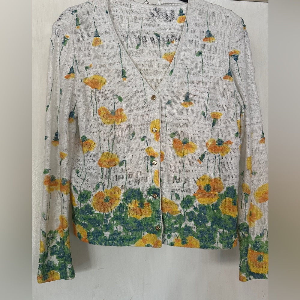 St.John Sport Knit Floral Twin Cardigan Set
